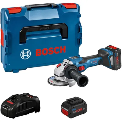 Image de Meuleuse Ø125mm BOSCH GWS 18V-15 SC + 2 batteries Procore 18V 5.5 Ah + 1 chargeur GAL 18V-160 - L-Boxx