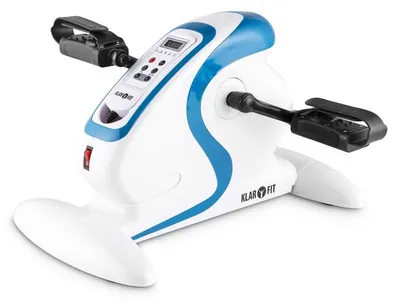 Produktbild von Klarfit Cycloony Beintrainer - Pedaltrainer für Muskelaufbau, 70 W Beintrainer für zuhause, 12 Geschwindigkeitsstufen, Trainingscomputer, Vor- / Rückwärtslauf, weiß-blau