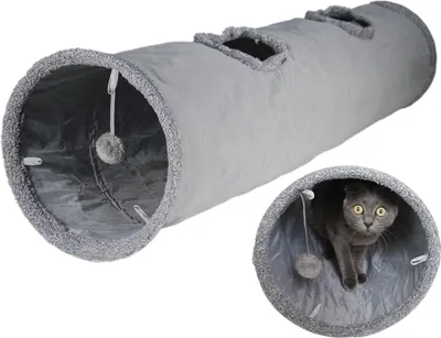 Produktbild von Tiertunnel Faltbarer Katzentunnel mit Spielball, Rascheltunnel Für Katzen WildKunstleder, für Katzen, Kaninchen, Welpen und andere kleine Haustiere