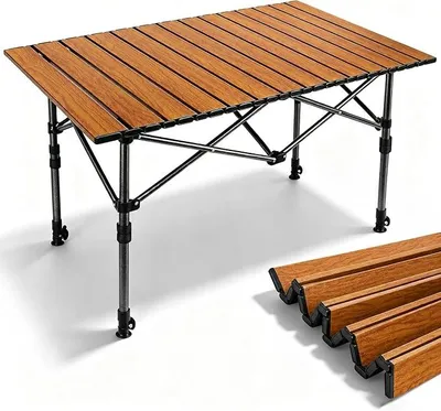 Imagen del producto de Mesa plegable para camping, mesa plegable con altura ajustable, 95x55 cm