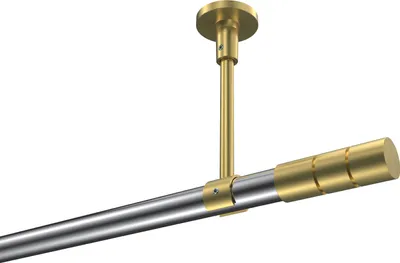 Produktbild von Interdeco Gardinenstange / Vorhangstange Chrom / Messing-Optik, Typ Sonette Elanto (Rillenzylinder) ohne Ringe, Deckenmontage, 20 mm Ø 1-läufig, 180 cm