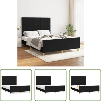 Produktbild von The Living Store Bettgestell mit Kopfteil Schwarz 140x200 cm Stoff