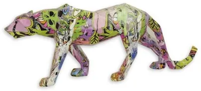 Zdjęcie produktu dla Casa Padrino Designerska żywiczna figurka dekoracyjna Leopard Multicoloured 66 x 13,6 x H. 24,6 cm - Rzeźba Deco do salonu - Akcesoria Deco Akcesoria