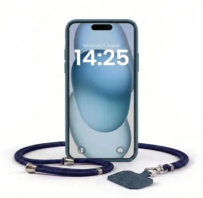 Produktbild von Handyhülle für Apple iPhone 15 mit Handykette Band Kordel Hülle Case Schutzhülle Blau