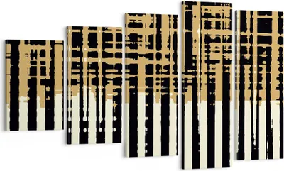Produktbild von Bild auf Leinwand - Leinwandbild - 5 Teile - Abstraktion Weiß Gürtel - 100x60cm - Wand Bild - Wanddeko - Wandbilder - Leinwanddruck - Bilder - Wanddekoration - Leinwand bilder - EG100x60-4857