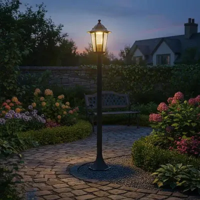 Produktbild von Gartenleuchte mit Erdspieß - Außenlampe mit E27 Fassung - Wegleuchte 110 cm Höhe - Kunststoff - Schwarz