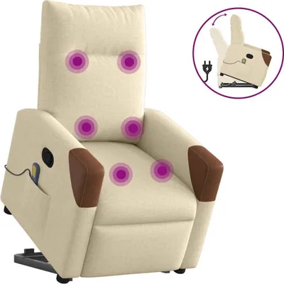 Produktbild von Massagesessel mit Aufstehhilfe Creme Stoff, Klassische Sessel DesignMöbel