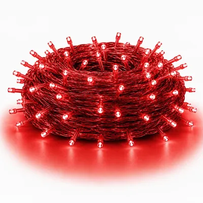 Produktbild von 20M 200LEDs 8 Modi Lichterkette Strom LED Weihnachten Lichterkette Transparente Kabel Zimmer Deko Licht Party Garten Weihnachtsbaum Beleuchtung, Rot