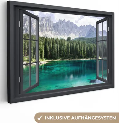 Produktbild von OneMillionCanvasses® - Leinwandbilder - 140x90 cm, Aussicht - Baum - Berge, Wandbilder Kunstdruck Wanddekoration