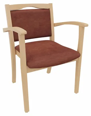 Productafbeelding van Armstoel Alexander voor senioren – Comfortabele zorgstoel – Zit hoogte: 52 cm. Bekleding: Stof "Clean-Stoff" Como, bruin. Bodemglijders: Kunststof, wit