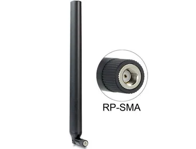 Produktbild von DeLOCK 88991, 9 dBi, 2.4 - 2.5 / 4.9 - 5.875 GHz, IEEE 802.11a, IEEE 802.11ac, IEEE 802.11b, IEEE 802.11g, IEEE 802.11h, IEEE 802.11n, Omnidirektionale Antenne, RP-SMA, Schwarz
