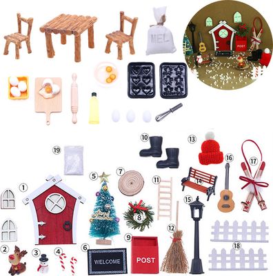 31Stk Wichteltür Zubehör Weihnachten,Miniaturwichtel Zubehör Tür,Wichtel Zubehör Weihnachten,Weihnachtswichtel Tür Tabelle Stuhl