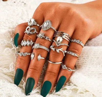 Produktbild von EDIBAZZAR | Retro Ring Set Punk Silber Antik Stil