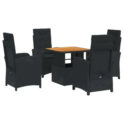 Produktbild von vidaXL 5-tlg. Garten-Essgruppe mit Kissen Schwarz Poly Rattan