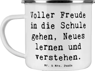 Produktbild von Mr. & Mrs. Panda Motivtasse Spruch Schulanfang Freude - Weiß - Geschenk, becher emaille, Spaß am Lernen, reisetasse, Schulkinder, Pott, Vertrauem, Zuversicht, Teetasse