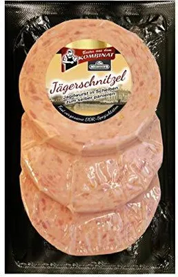 Produktbild von Jäger-Schnitzel frisch vom Metzgermeister | DDR Wurstspezialität zum Braten und als Wurst zum Grillen | Leckere Jagdwurst