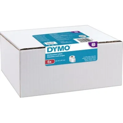 Zdjęcie produktu dla DYMO Oryginalne etykiety uniwersalne LabelWriter | 32 mm x 57 mm | 6 rolek po 1000 łatwych do odklejenia etykiet (6000 sztuk) | Samoprzylepne | Do drukarek etykiet LabelWriter, Biały, Samoprzylepne etykiety do drukowania, Papier, Na stałe, LabelWriter, 3,2 cm