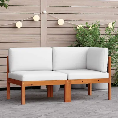 Image de vidaXL Ensemble salon de jardin 2 pièces avec coussins bois acacia & corde