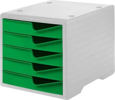 Produktbild von styro Schubladenbox styroswingbox  gecko 275-8430.5181, DIN C4 mit 5 Schubladen