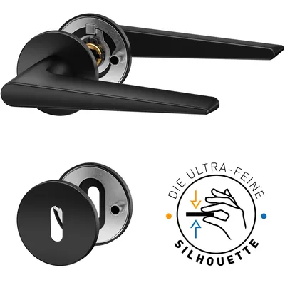 Produktbild von ERGO line Modern Design, Schwarz Türbeschlag RENA für Zimmertüren, Die ultra-feine Silhouette, Türbeschlag; Türgriff; Türklinke