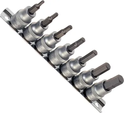 Produktbild von 7 x Innensechskant Bit Steckschlüssel-Einsätze ZÖLLIG ZOLL SAE 1/8"-3/8" Nuss