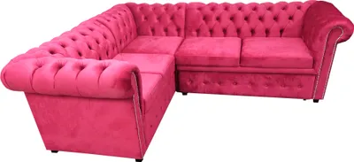 Immagine prodotto di Divano angolare Divano chesterfield a L in tessuto divano rosa divani moderni