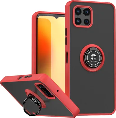 Obrázek produktu pro Pouzdro pro T-Mobile REVVL 7 matné průsvitné TPU pouzdro s prstencovým držákem a stojánkem Červený