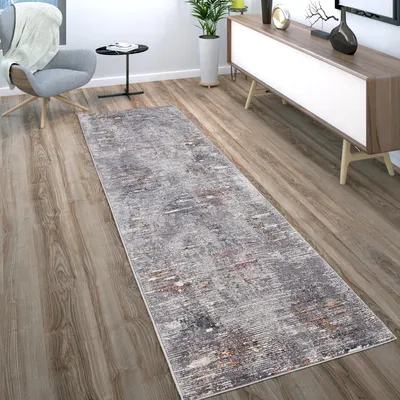 Produktbild von Teppich Wohnzimmer Kurzflor Vintage Abstraktes Muster Creme Grau Blau Rot Grün Grösse 80x150 cm