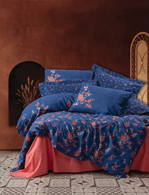 Produktbild von L'Essentiel Linge de Maison, Emery - Dark Blue, Ranforce Einzelbettbezug-Set (EU) (IT), 100 % BAUMWOLLE RANFORCE, Dunkelblau, 155 x 200 cm
