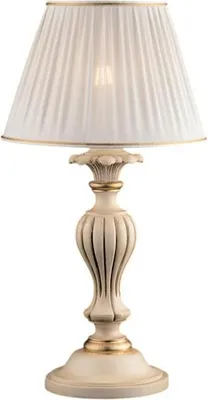 Image de Leonardo Lampe En Bois Ivoire Et Doré 1 Lumière Avec Abat-Jour Dm.35 H.62 D.35 Bl180-Lm-Av
