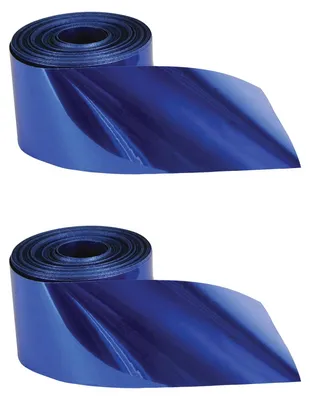 2er-Pack blaue metallische Plastik-Streamer, 5 cm x 200 Fuß