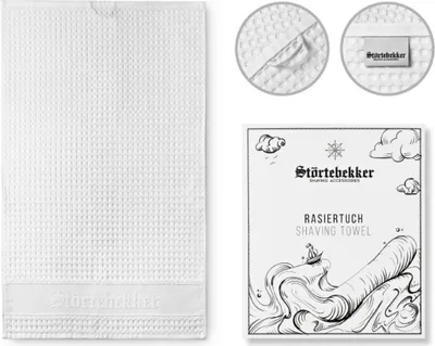 Zdjęcie produktu dla Ręcznik do golenia Störtebekker Premium wykonany w 100% z bawełny – wyprodukowany w Niemczech – ręcznik z pętelką do zawieszenia – wysokiej jakości lamówka – ręcznik do golenia