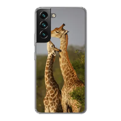 Produktbild von MuchoWow® Handyhülle Schutzhülle Hülle für Samsung Galaxy S22 Giraffe - Baum - Kalb - Porträt Silikon Softcase Handy Hülle - Mobiltelefonhülle