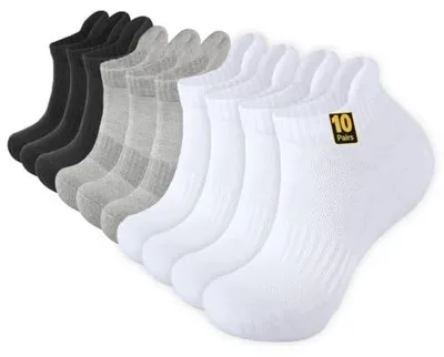 Zdjęcie produktu dla Skarpetki męskie bawełniane do sneakersów białe czarne szare 10 par