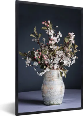 Produktbild von MuchoWow® Gerahmtes Poster Blumenstrauß - Stillleben - Vase 60x90 cm - Poster mit Schwarzem Bilderrahmen Wandposter Rahmen Foto Bilder - Kunst