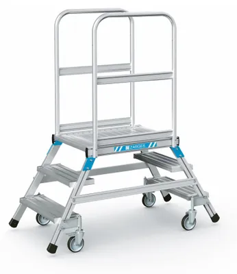Produktbild von Zarges Podestleiter fahrbar mit 2x3 Leichtmetall-Stufen