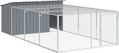 Obrázok produktu pre vidaXL Psia búda s výbehom Antracit 197x396x110 cm Pozinkovaná oceľ