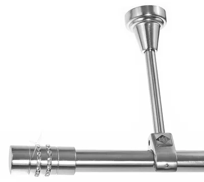 Produktbild von Edelstahl Look Gardinenstange 20mm Deckenträger 1-läufig Kristall Zylinder, Länge wählbar D51 E80 R