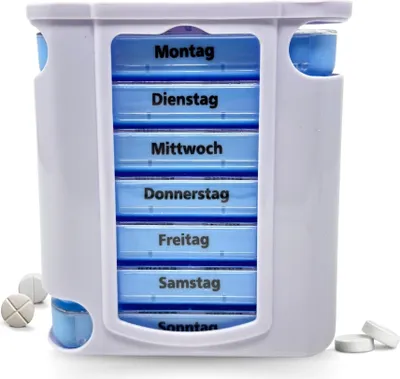 Produktbild von LisaCare Tablettenbox - 7-Tage Medikamentendosierer - Tablettentower