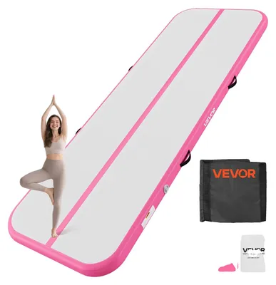 Zdjęcie produktu dla VEVOR, dmuchana mata do gimnastyki, 300x100x10 cm, mata do akrobatyki Airtrack, idealna do treningu, zawodów sportowych i jogi, z antypoślizgową powierzchnią, w zestawie: pompa elektryczna 600W, zestaw naprawczy, końcówki, oraz torba, kolor różowy