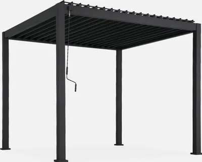 Produktbild von sweeek Pergola Triomphe V2, 3x3m, Anthrazit, Bioklimatisches Aluminium-Lamellendach, 19 Lamellen, windbeständig bis 74 km/h, mit Drainagesystem