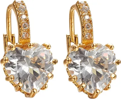 Produktbild von 9K vergoldete Herz-Strass-Creolen in Eardrop-Schmuck für Promi-Damen