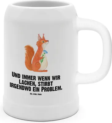 Produktbild von Mr. & Mrs. Panda Krug Eichhörnchen Blume - Weiß - Geschenk, Tonkrug, Humpen, Steinbierkrug, Bier Seidel, Eichhorn, Spaß, Motivation Sprüche, Spruch Positiv, Gute Laune