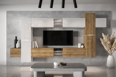 Produktbild von Furnitech Wohnwand Wohnzimmer - Wohnzimmer Schrankwand (AN91NEW-21WDZ-HGM22)