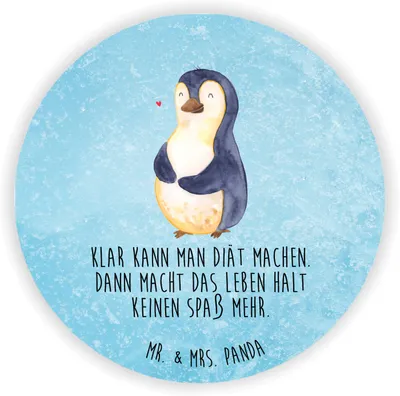 Produktbild von Mr. & Mrs. Panda Kühlschrankmagnet Pinguin Diät - Eisblau - Geschenk, Selbstliebe, magnet für pinwand, kühlschrank, Abnehmen, pinnwand, glücklich, whiteboardmagnet