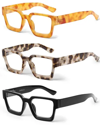 Produktbild von Lesebrille +1.5, 3 Stück, quadratisch, mit Blaulichtfilter, für Computer