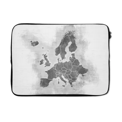 Produktbild von MuchoWow® Laptop Hülle 13 Zoll Karte von Europa - schwarz und weiß Laptoptasche - Laptophülle - Sleeve - Rundumschutz