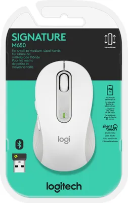 Produktbild von Logitech Signature M650, rechts, Optisch, Bluetooth, 4000 DPI, Weiß