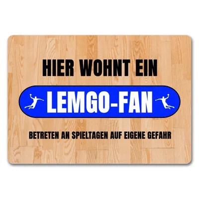 Produktbild von Hier wohnt ein Lemgo-Fan Fußmatte in 35x50 cm ohne Rand mit Turnhallenboden