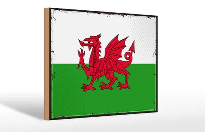 Produktbild von Holzschild Flagge Wales 30x20cm Retro Flag of Wales